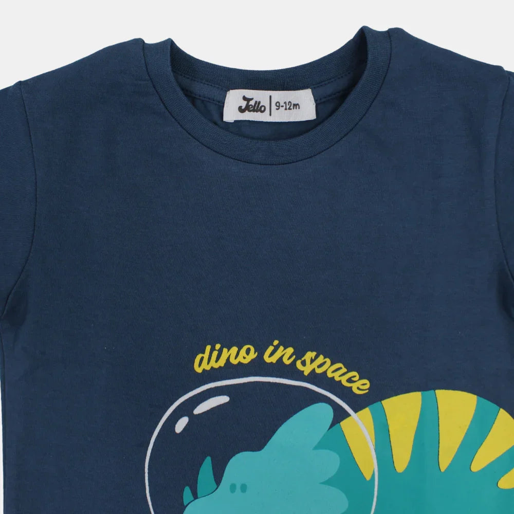 Baby Boys Short-Sleeved T-Shirt  – Navy Dino in Space