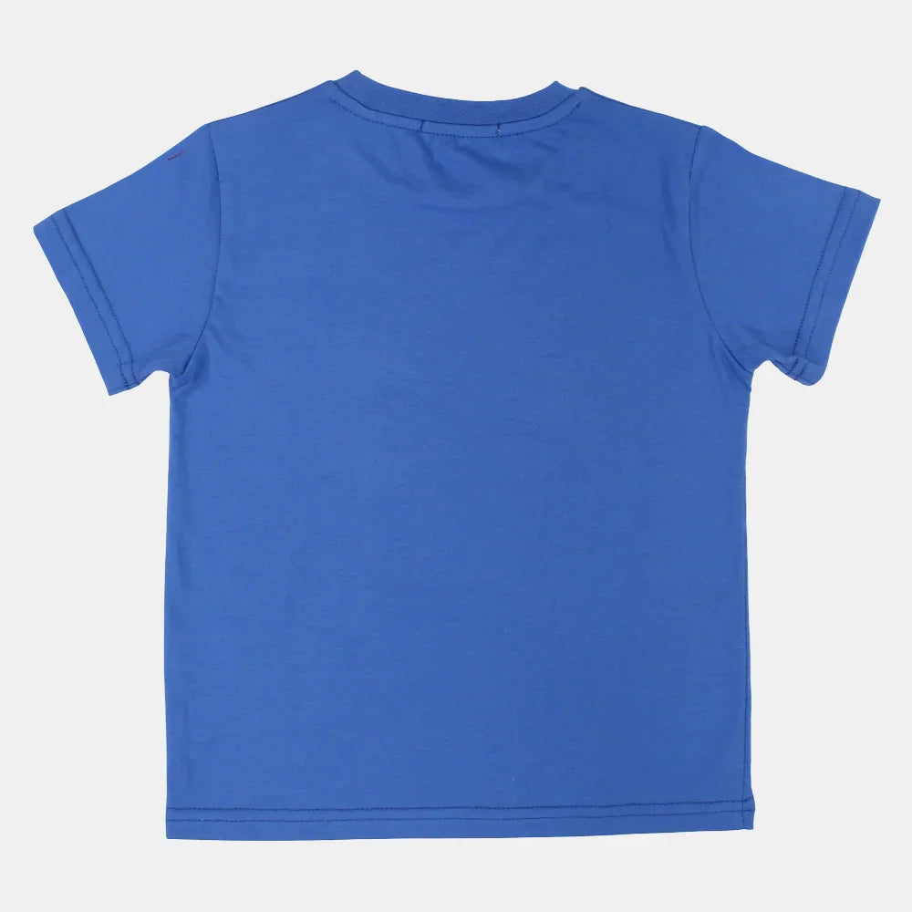 Boys Cotton T-Shirt – Blue with Dinosaur Design