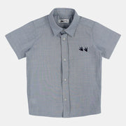 Boys Cotton Shirt – Baby Blue with Dino Paws Design
