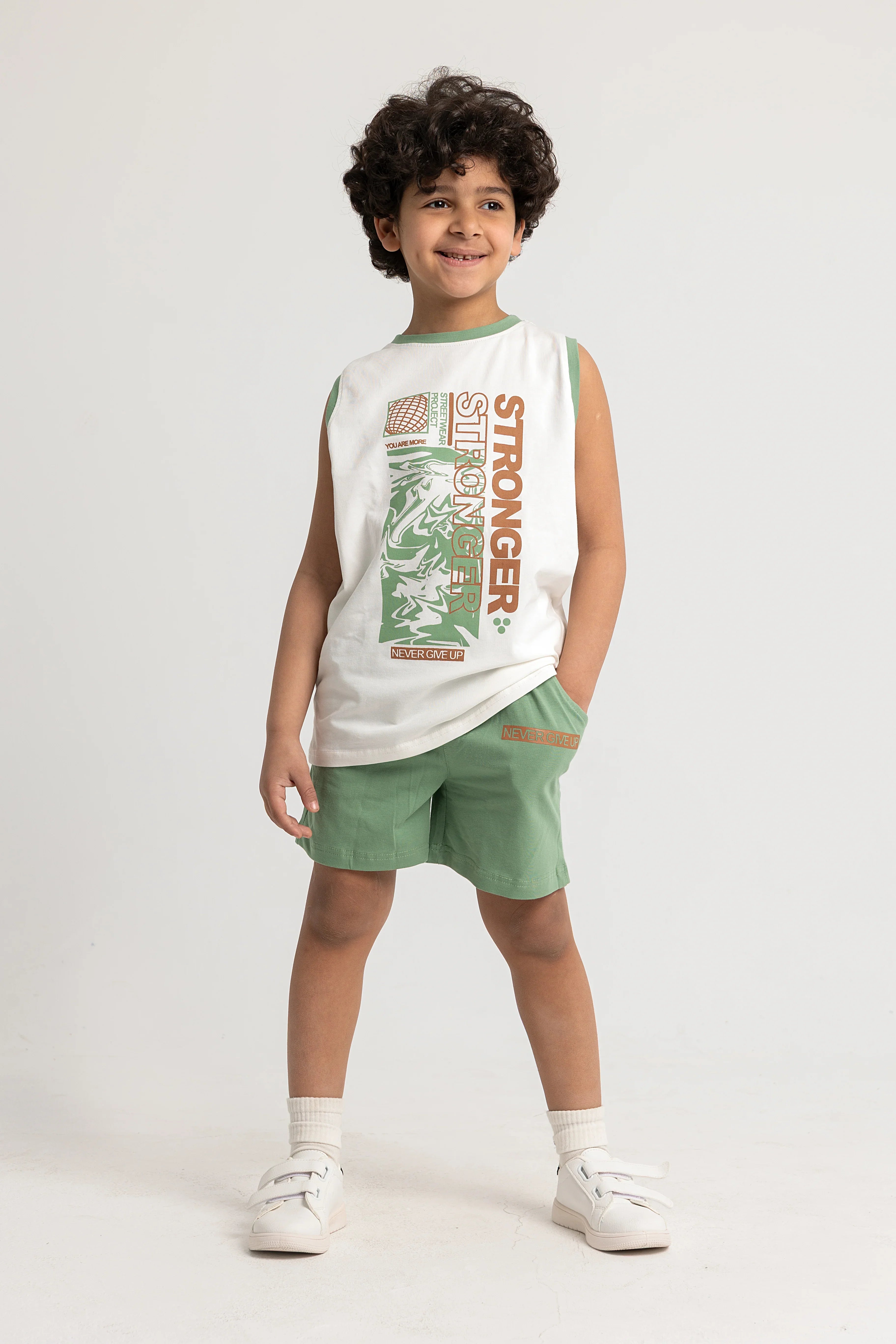 Boys Cotton Pajama Set - "Stronger" Print