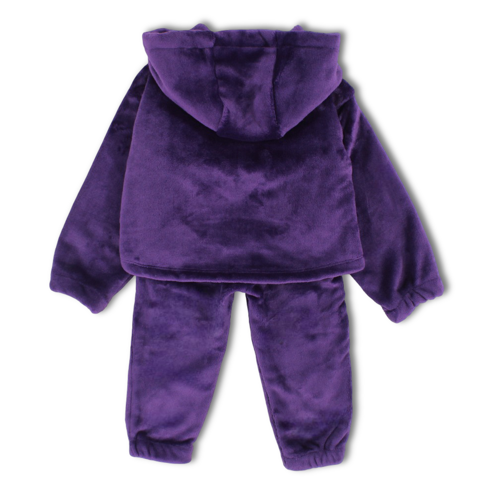 Girls Velvet Pajama Set  – Purple with “Good Vibes”  Design