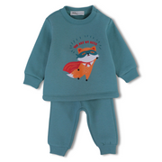 Baby Boys Cotton Pajama Set – Mint with “You Are My Hero” Fox Print