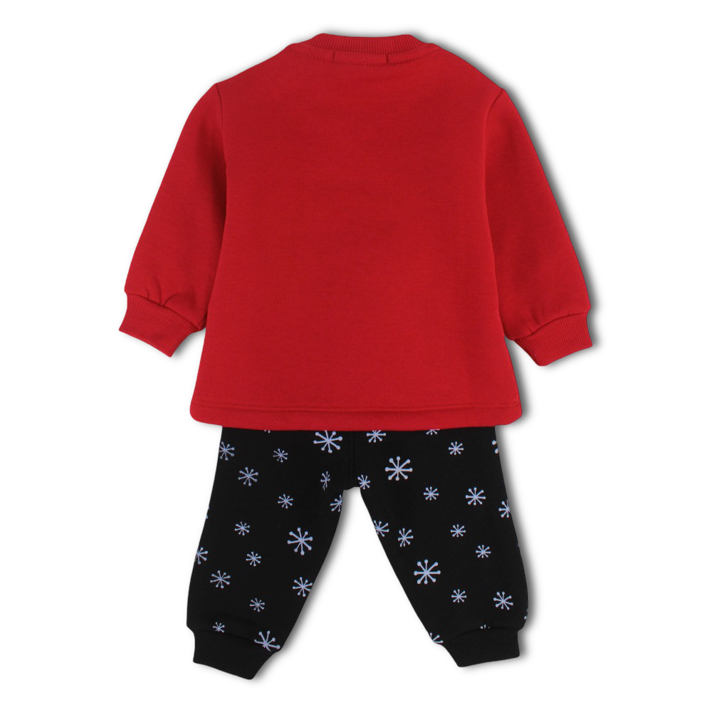 Baby Boys Cotton Pajama Set – Red with “Let It Snow!” Snowmen Print
