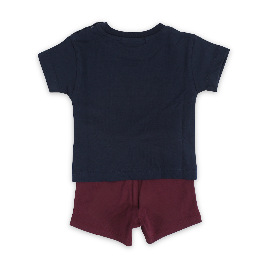 Baby Girls Cotton Pajama – Navy with "I Love My Mommy" Print