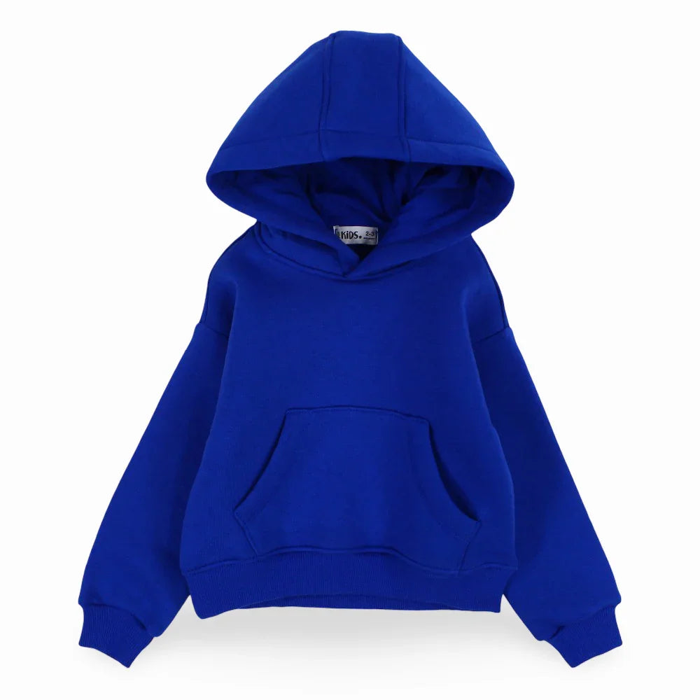 Unisex Plain Cotton Hoodie – Blue - Clothing - Ourkids