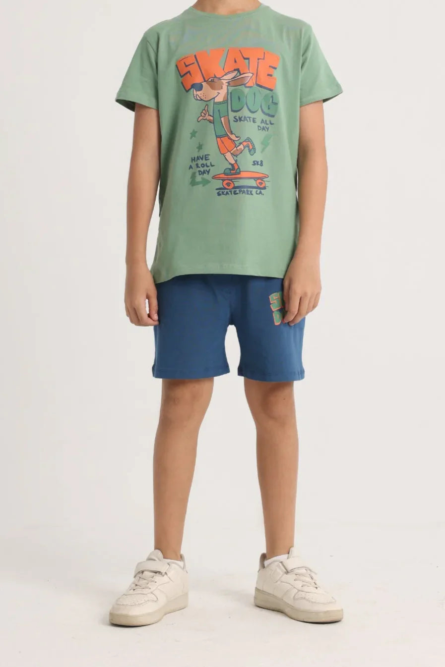 Boys Olive "Skate Dog" Pajama Set