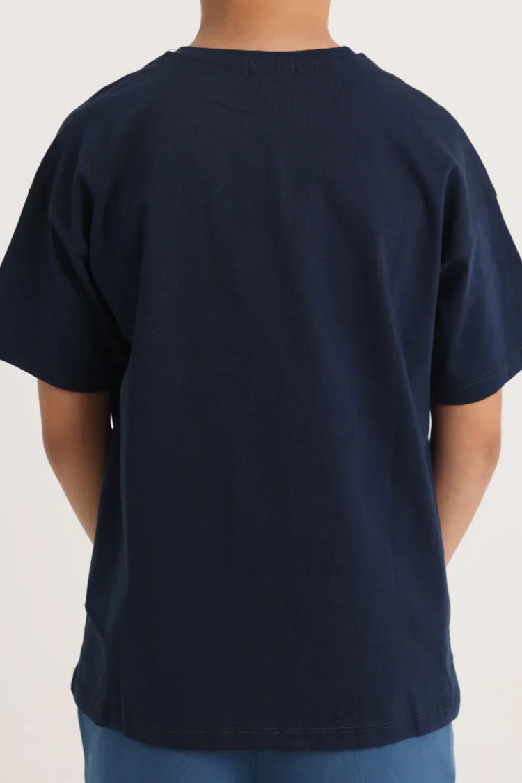 Unisex Kids' Navy Oversized T-Shirt – Cotton