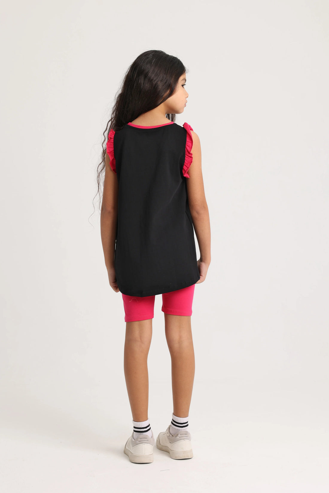 Girls Cotton Pajama Set – Black with "Only Fun Moments" Print