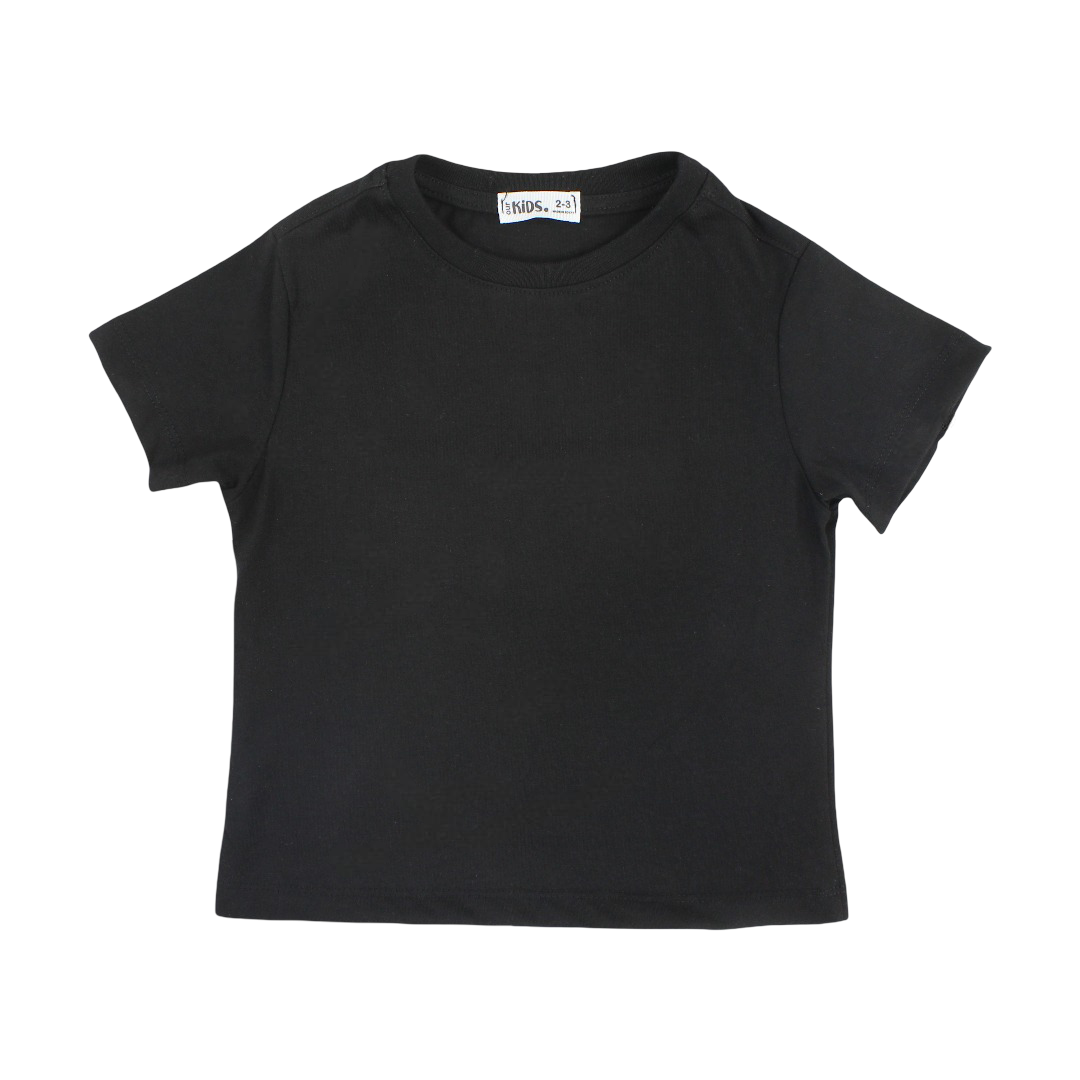 Unisex Kids Cotton Basic Black Regular Fit Short Sleeve T-Shirt - Clothing - Ourkids