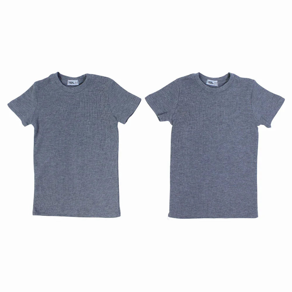 Pack of 2 – Unisex Short-Sleeved Thermal Top Grey