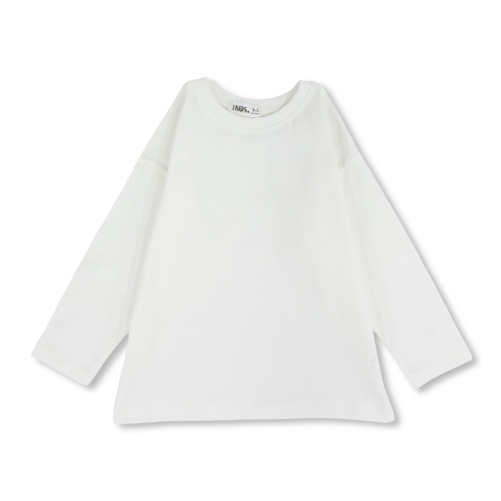Unisex Cotton Long-Sleeved Half-CollarT-Shirt – Off-White - Clothing - Ourkids