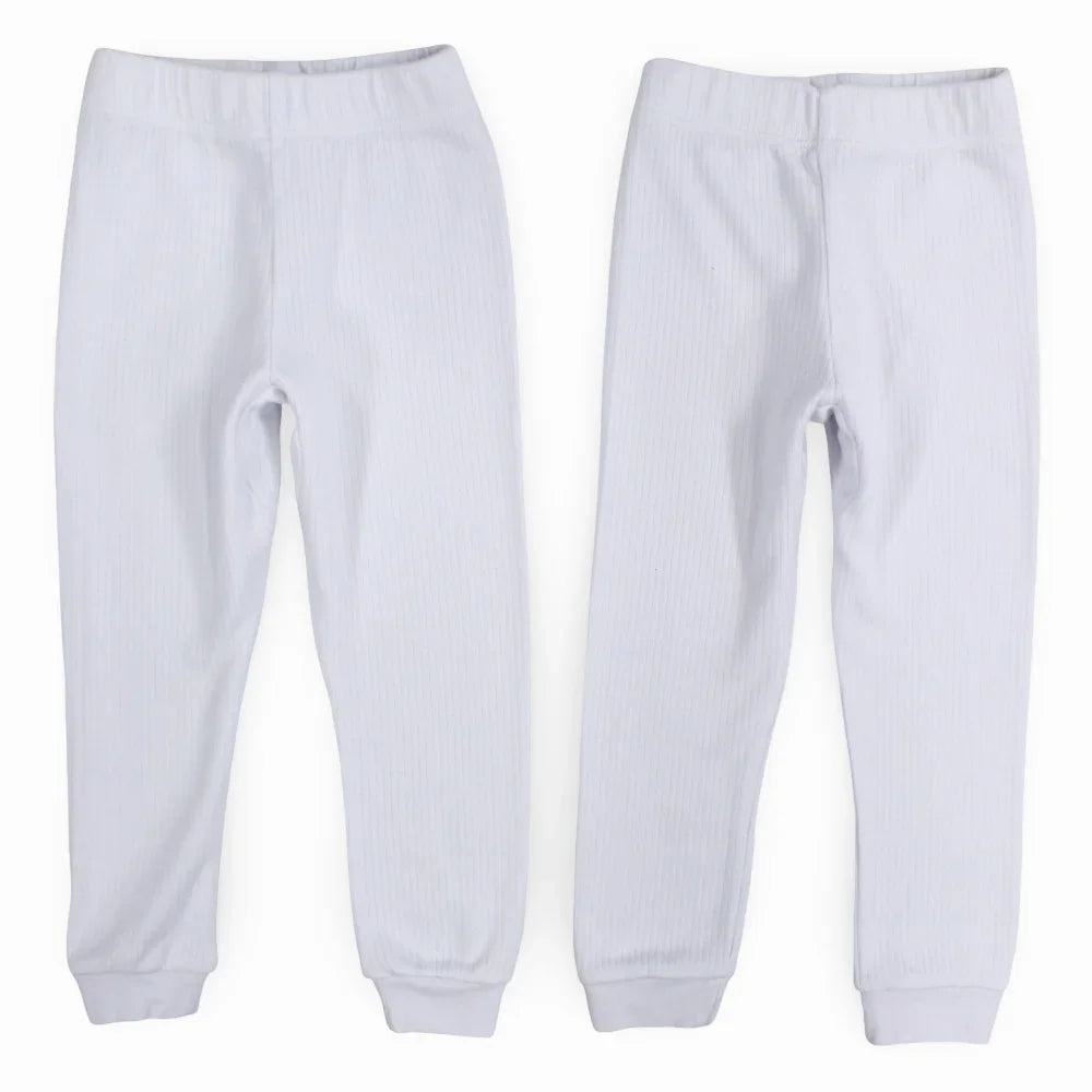 Pack of 2 – Unisex Ribbed Thermal Underpants White