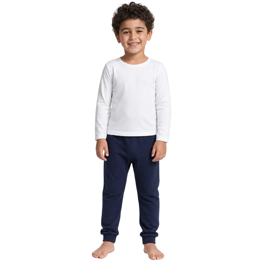 Unisex Cotton Ribbed Thermal Pants – Navy (Pack Of 2)
