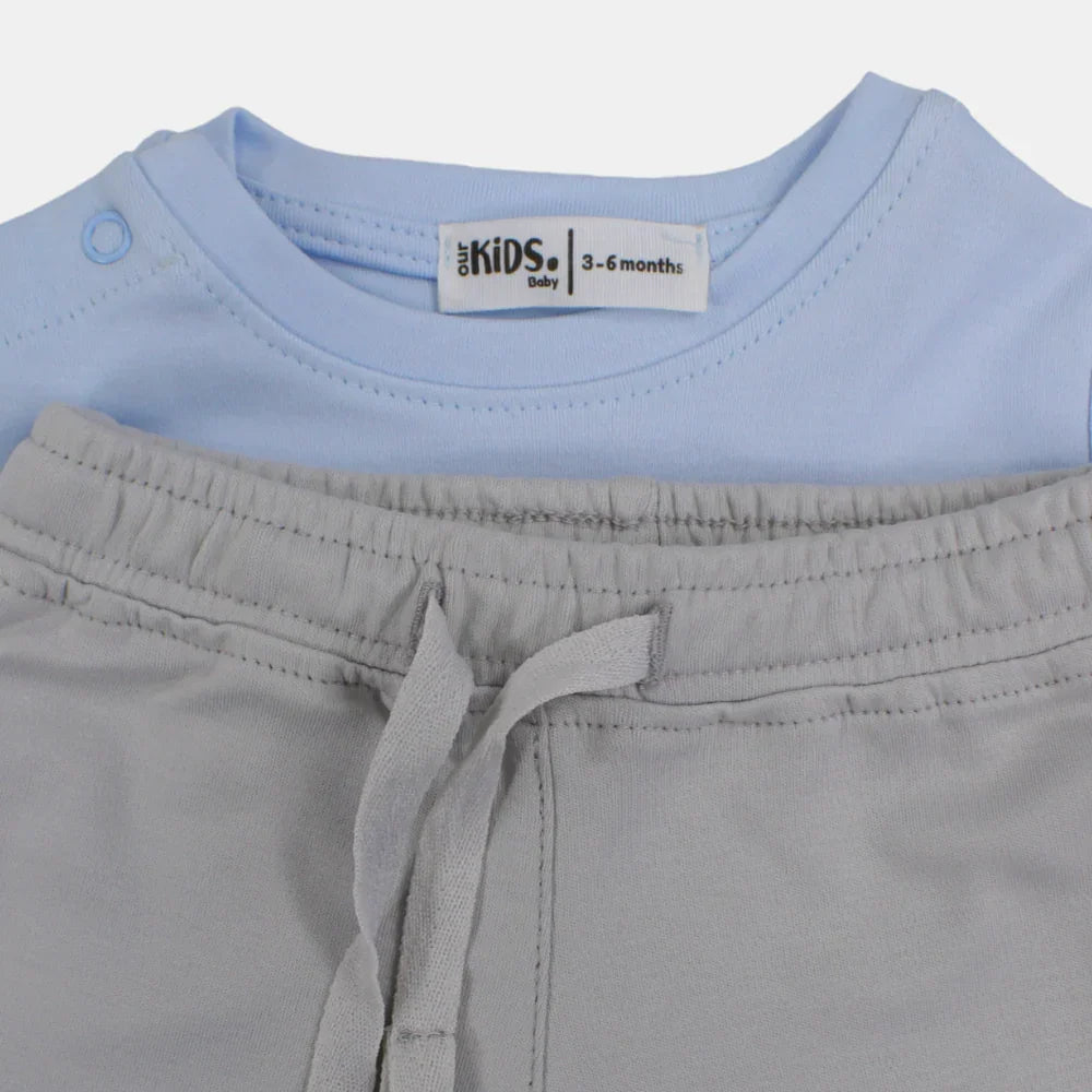 Baby Boys Cotton Pajama Set – Baby Blue "Dream Big" Print