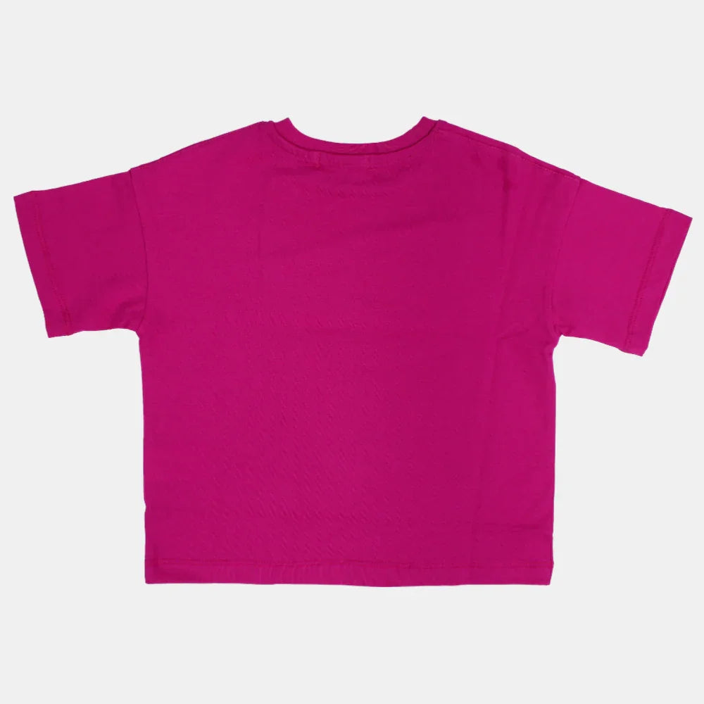 Girls Oversized Short-Sleeved T-Shirt – Plain Fuchsia