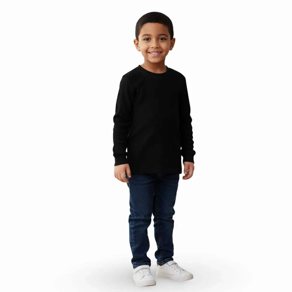 Pack of 2 – Unisex Ribbed Long-Sleeved Thermal Top Black