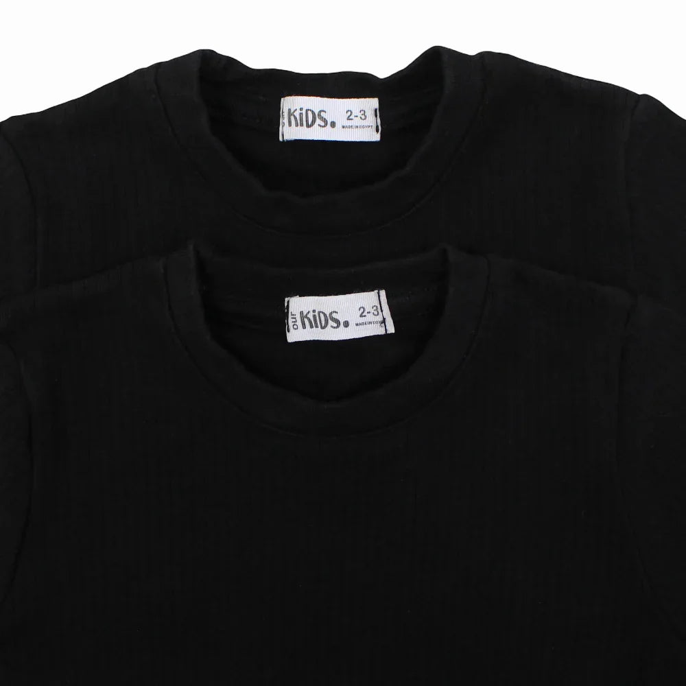 Pack of 2 – Unisex Ribbed Short-Sleeved Thermal Top Black