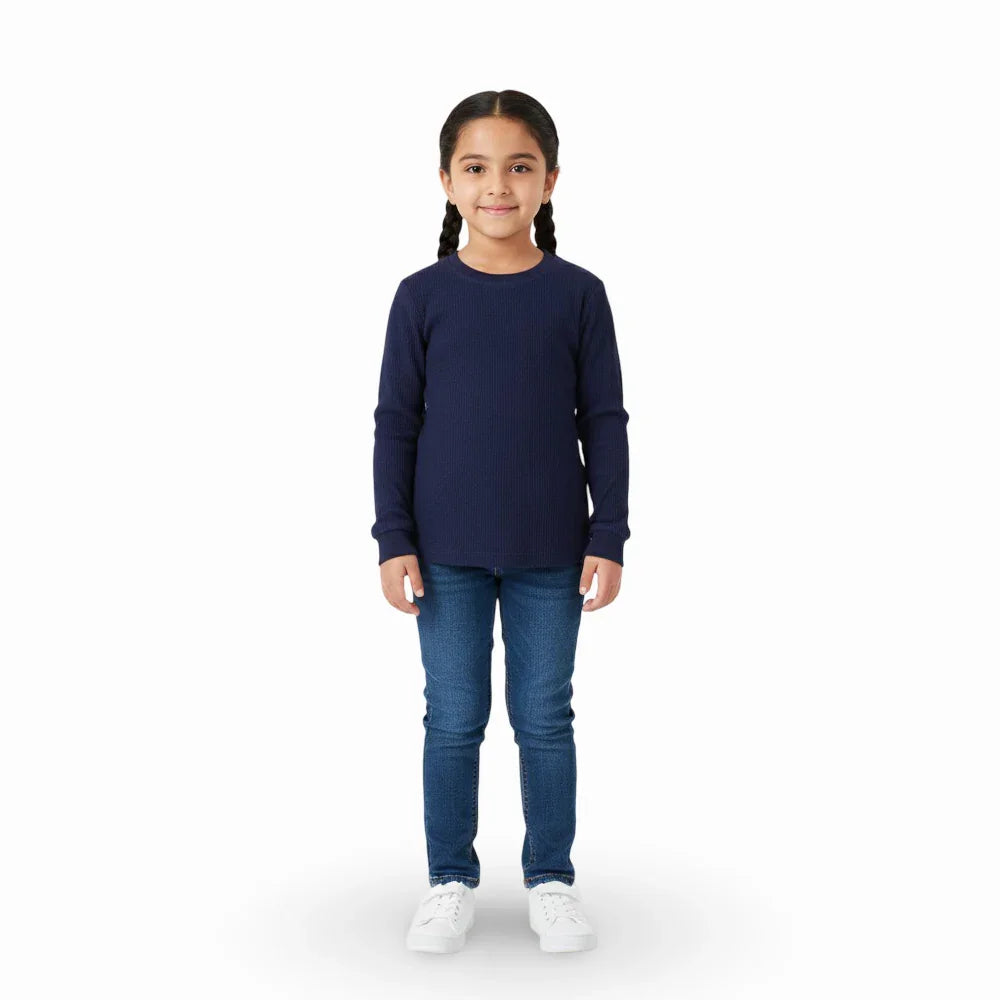 Pack of 2 – Unisex Ribbed Long-Sleeved Thermal Top Navy
