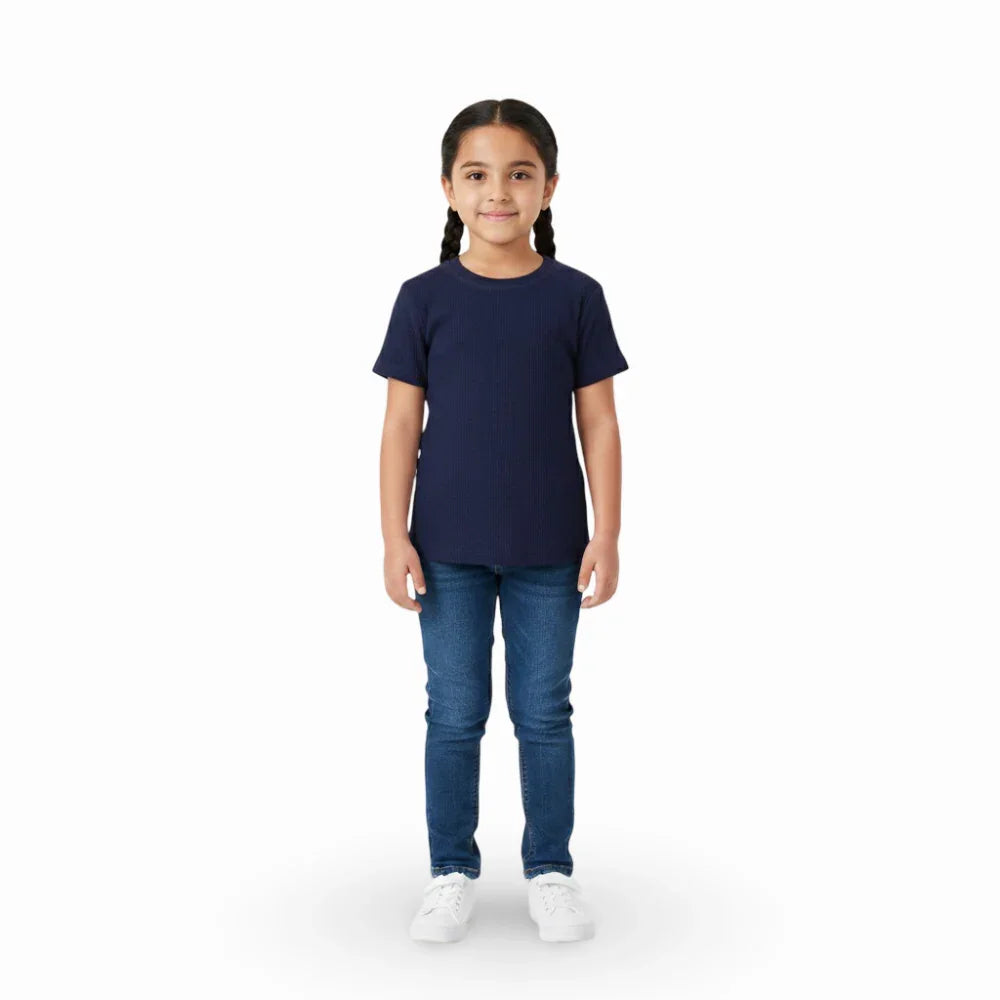 Pack of 2 – Unisex Ribbed Short-Sleeved Thermal Top Navy