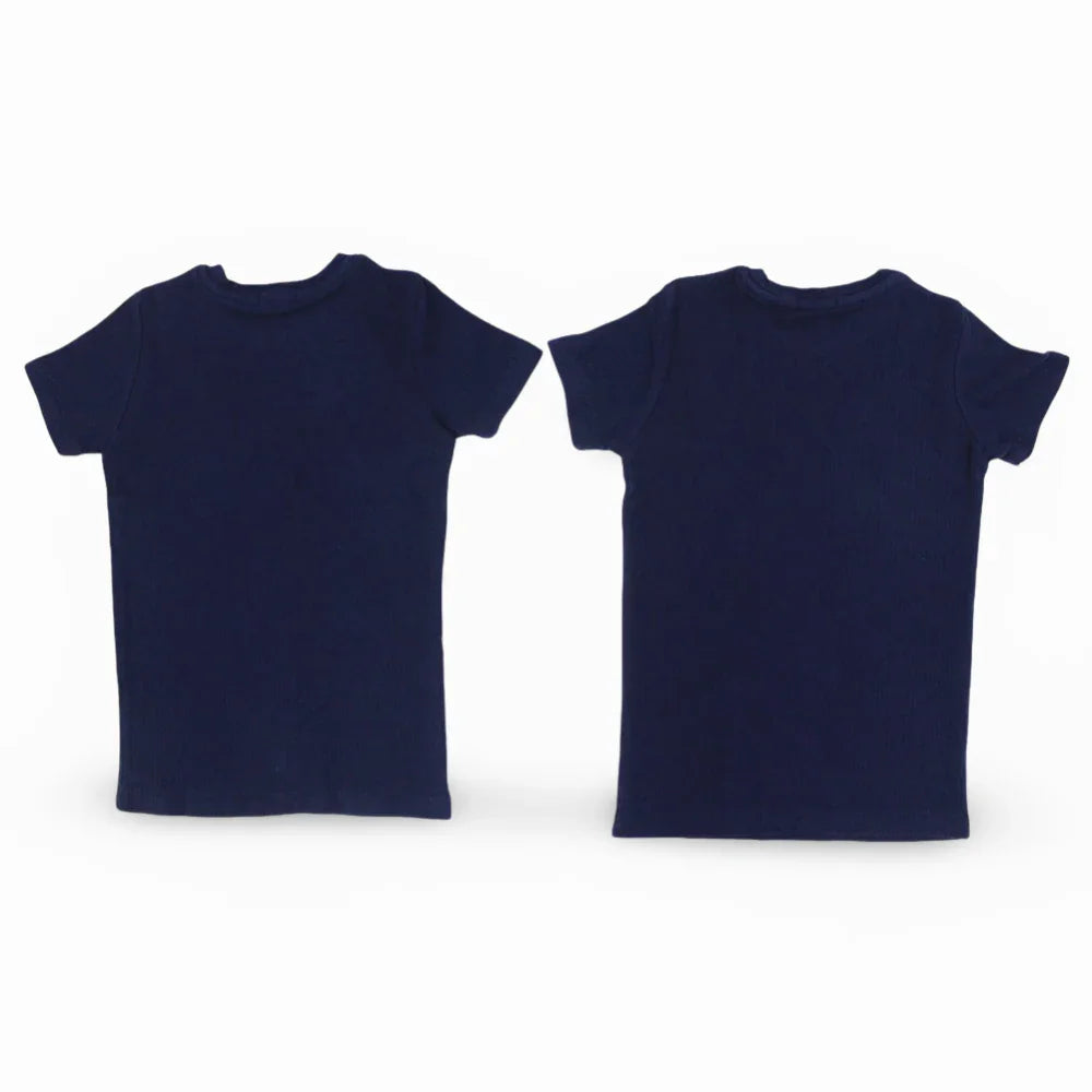 Pack of 2 – Unisex Ribbed Short-Sleeved Thermal Top Navy