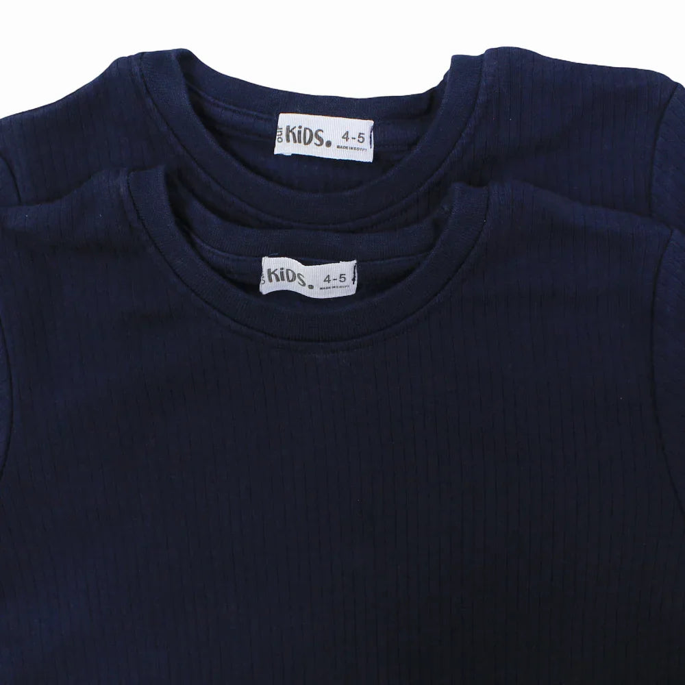 Pack of 2 – Unisex Ribbed Short-Sleeved Thermal Top Navy