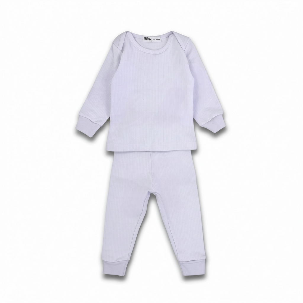 Unisex Cotton Long-Sleeved Thermal Set – White