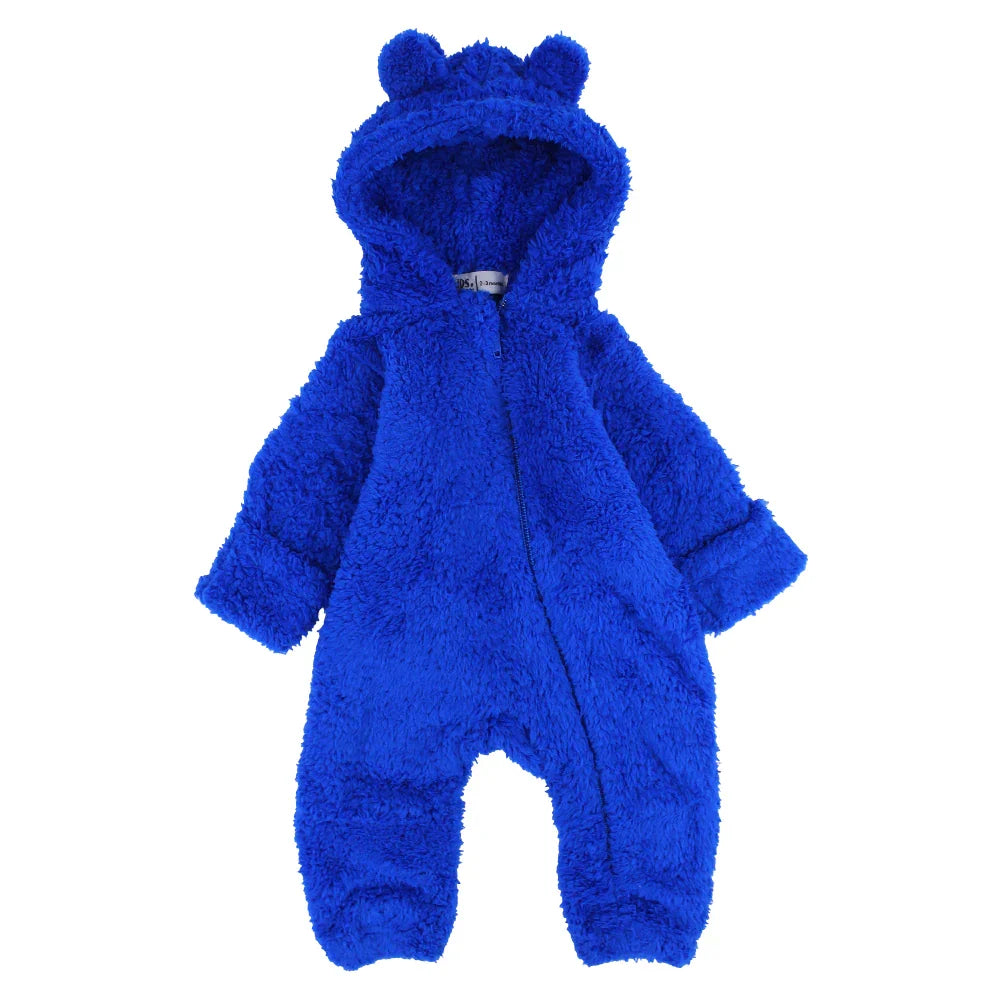 Unisex Baby Teddy Fleeced Hooded Footless Onesie – Blue - Clothing - Ourkids