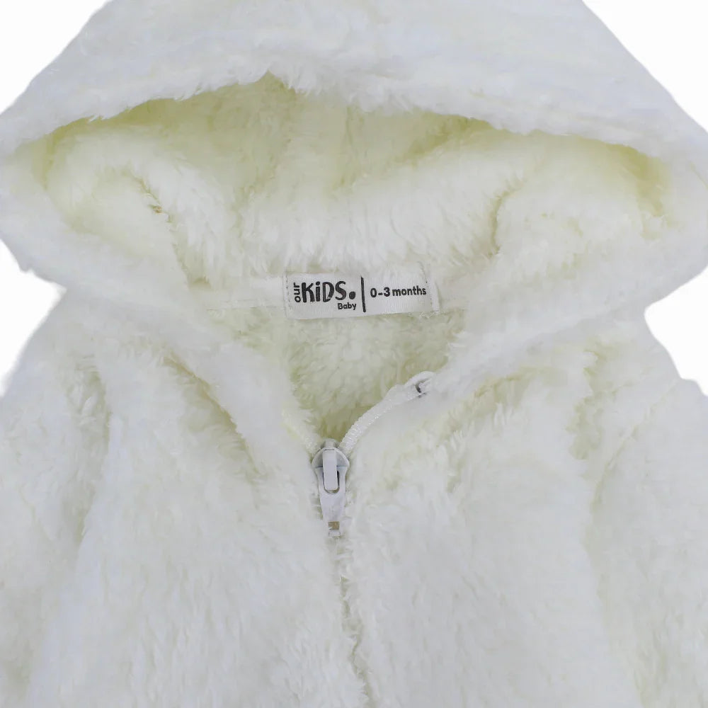 Unisex Baby Fleeced Hooded Overall – Off-White
