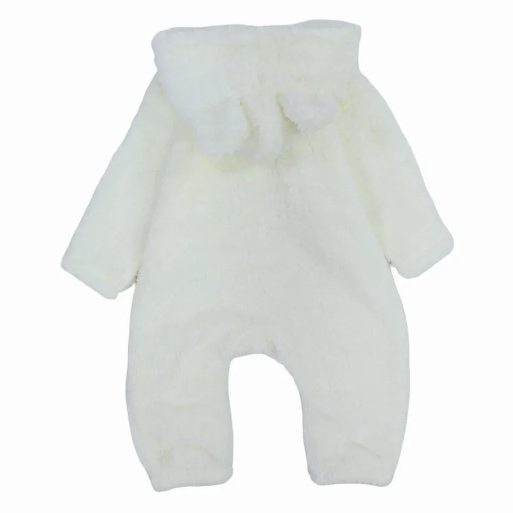 Unisex Baby Fleeced Hooded Overall – Off-White