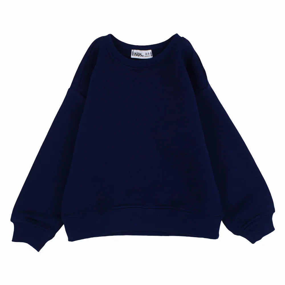 Unisex Plain Cotton Sweatshirt – Navy Blue