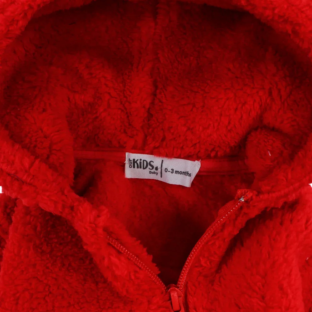 Unisex Baby Fleeced Hooded Overall – Red