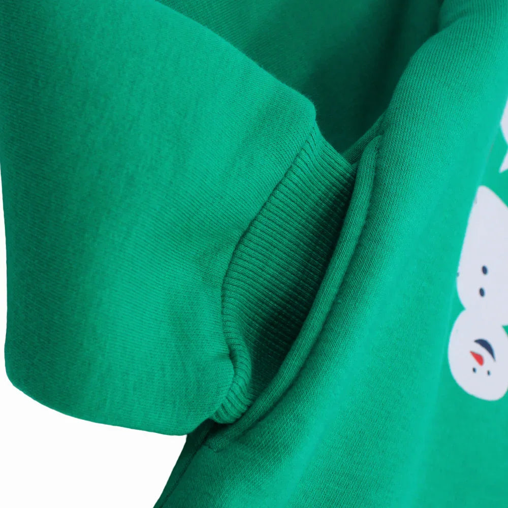 Boys Cotton Pajama Set - Green with a Snowy Winter Design