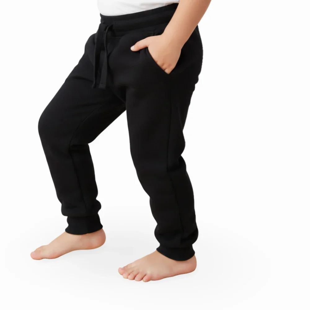 Unisex Plain Cotton Sweatpants – Black - Clothing - Ourkids