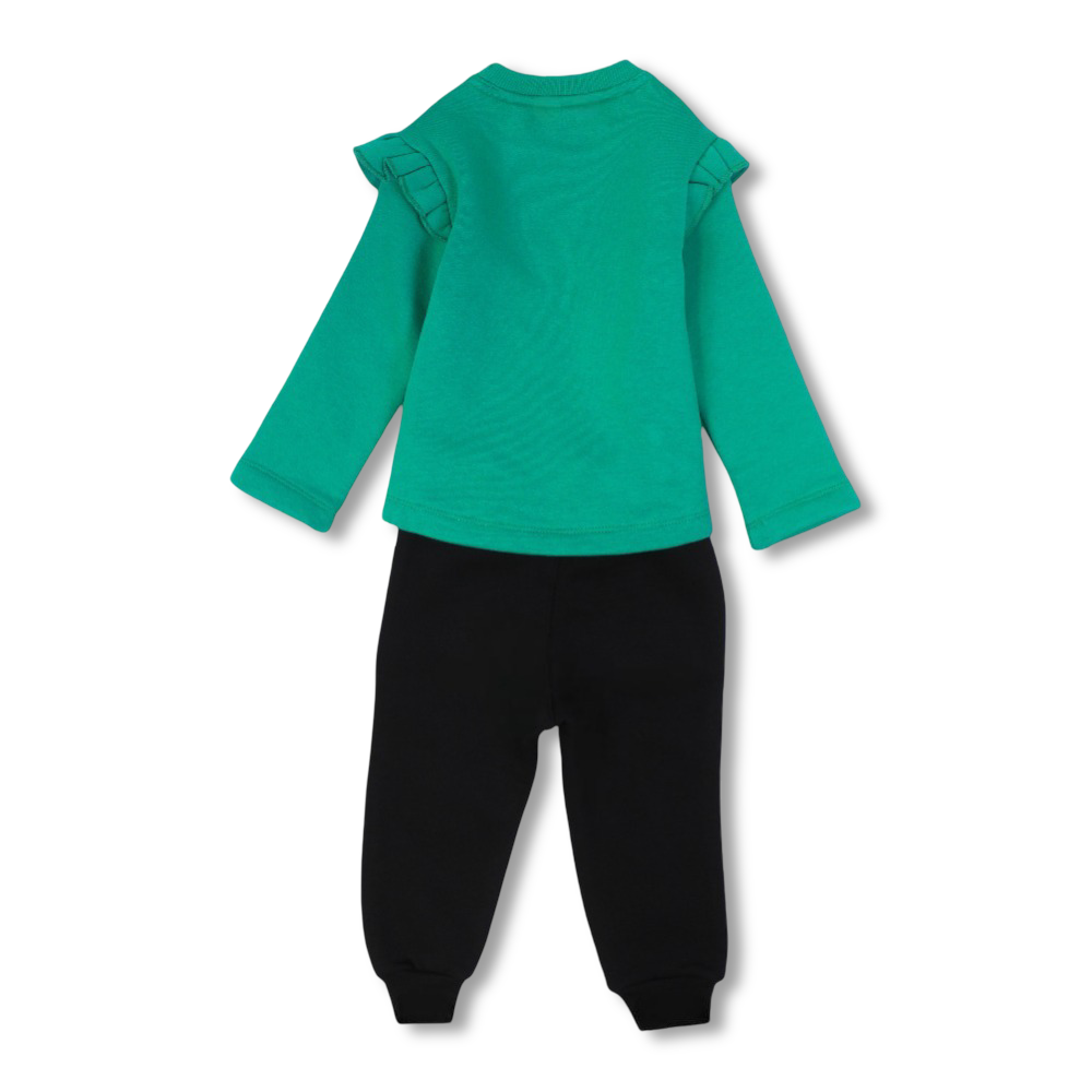 Girls Cooton Pajama Set – Green/Black with "Dachshund Through The Snow" Design