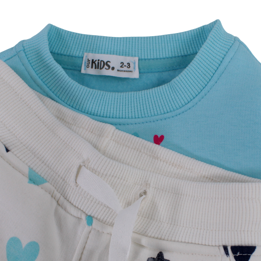 Girls Cotton Pajama Set – Aqua with “Unicorn” Print