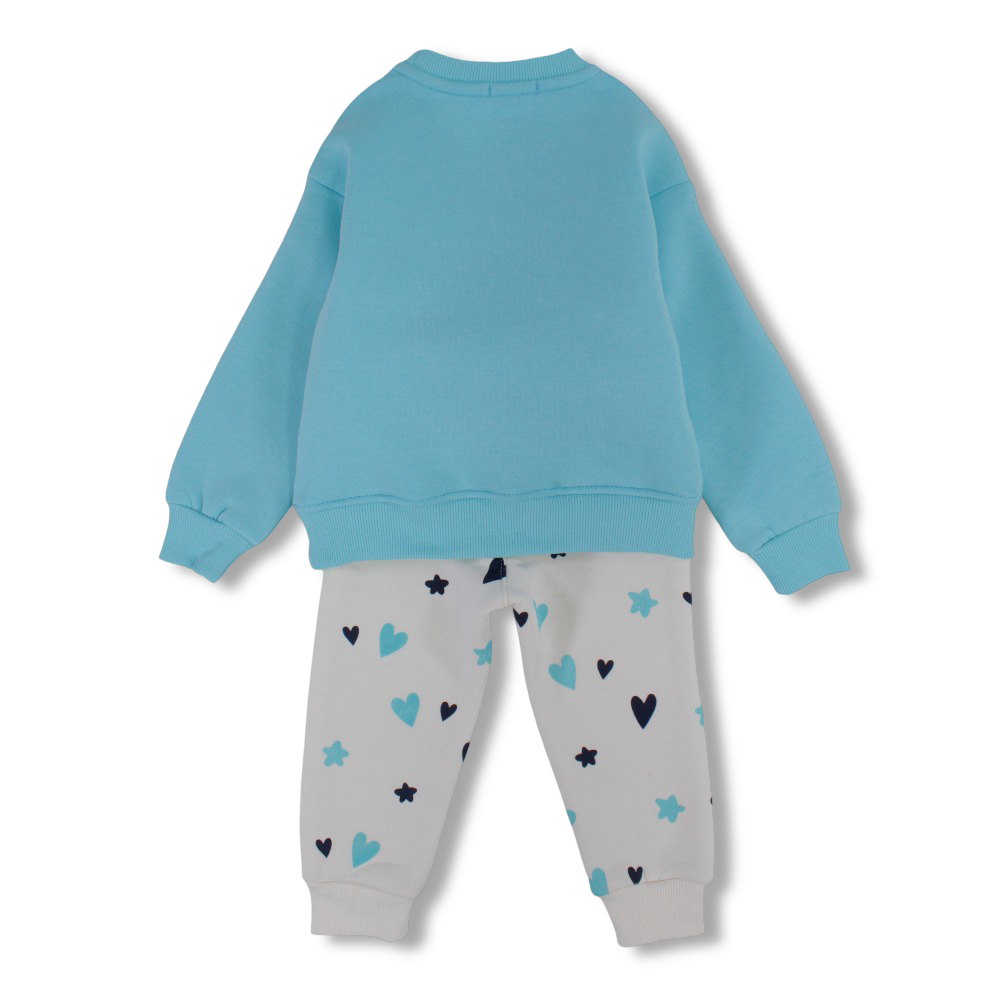 Girls Cotton Pajama Set – Aqua with “Unicorn” Print