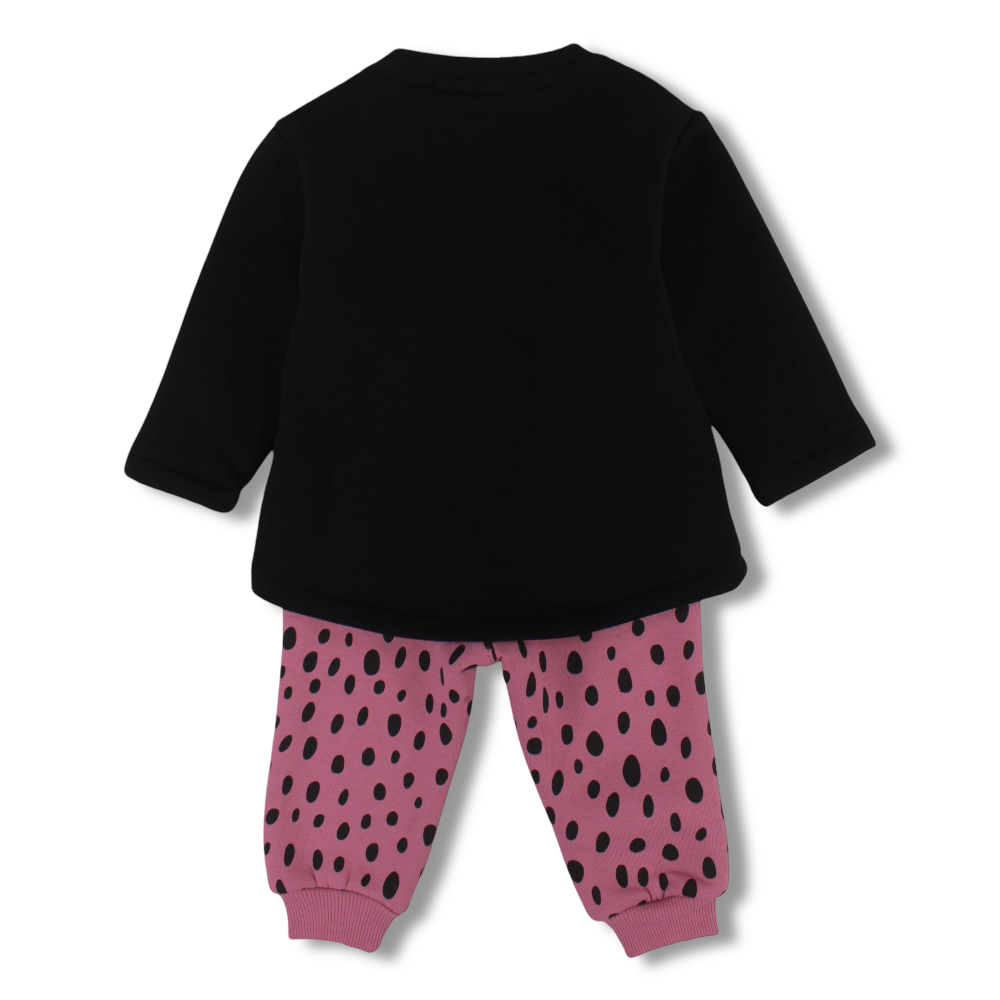 Baby Girls Cotton Pajama Set – Black/Pink with “Pajama Party” Print
