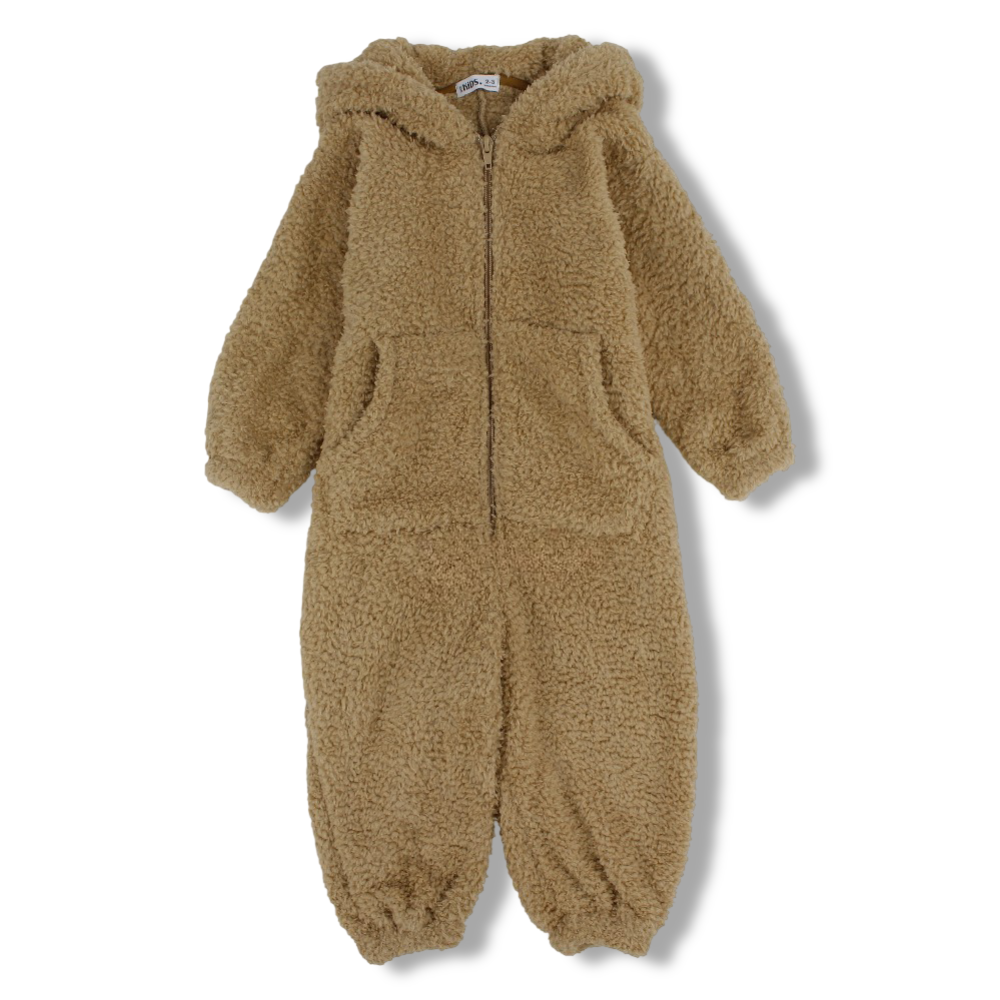Unisex Fleeced Hooded Onesie Pajama – Camel