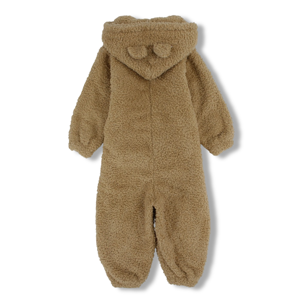 Unisex Fleeced Hooded Onesie Pajama – Camel