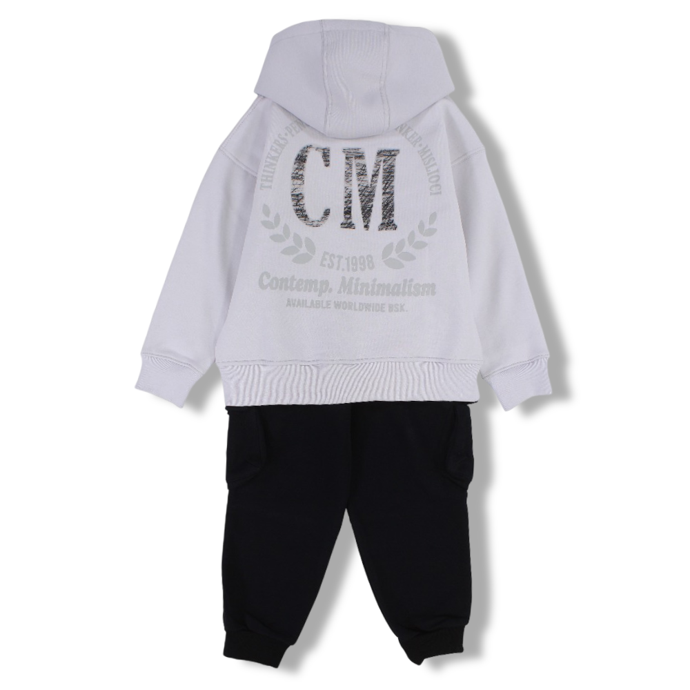 Boys Cotton Two-Piece Outfit Set – “Contemp. Minimalism” Print