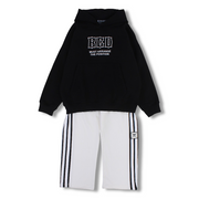 Boys Cotton Two-Piece Outfit Set – Black/White with “BCD” Print