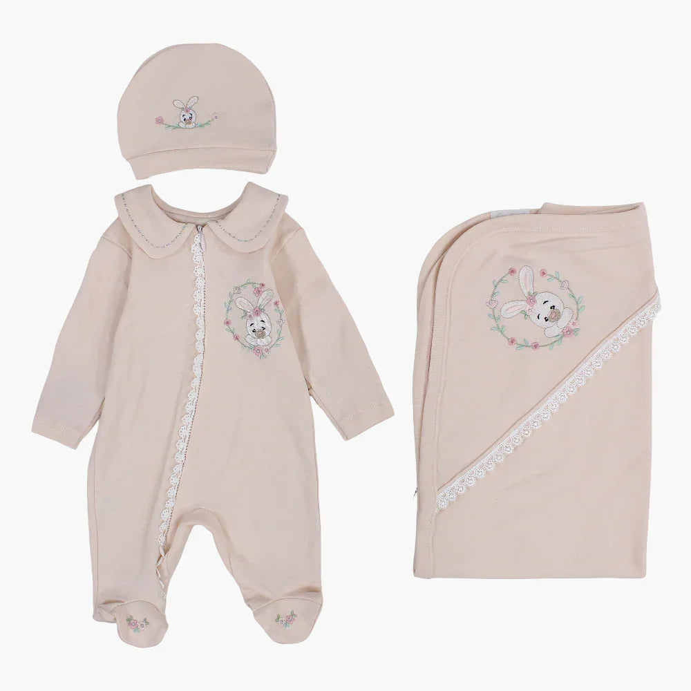Baby Boys Cotton Baby Footie with Matching Beanie & Blanket