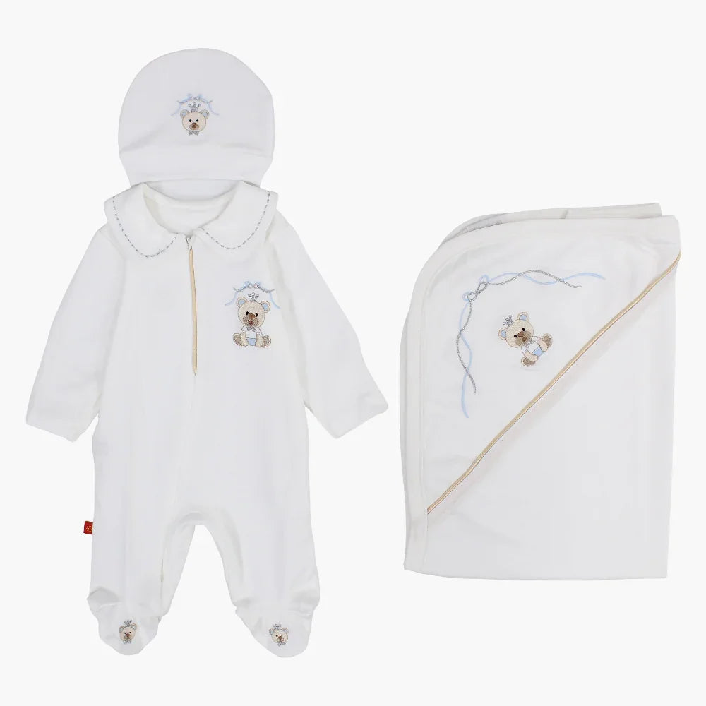 Baby Boys Cotton Baby Footie with Matching Beanie & Blanket