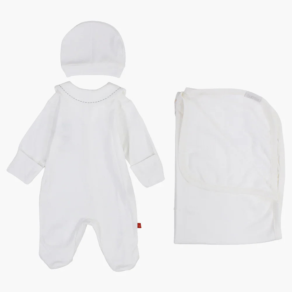 Baby Boys Cotton Baby Footie with Matching Beanie & Blanket