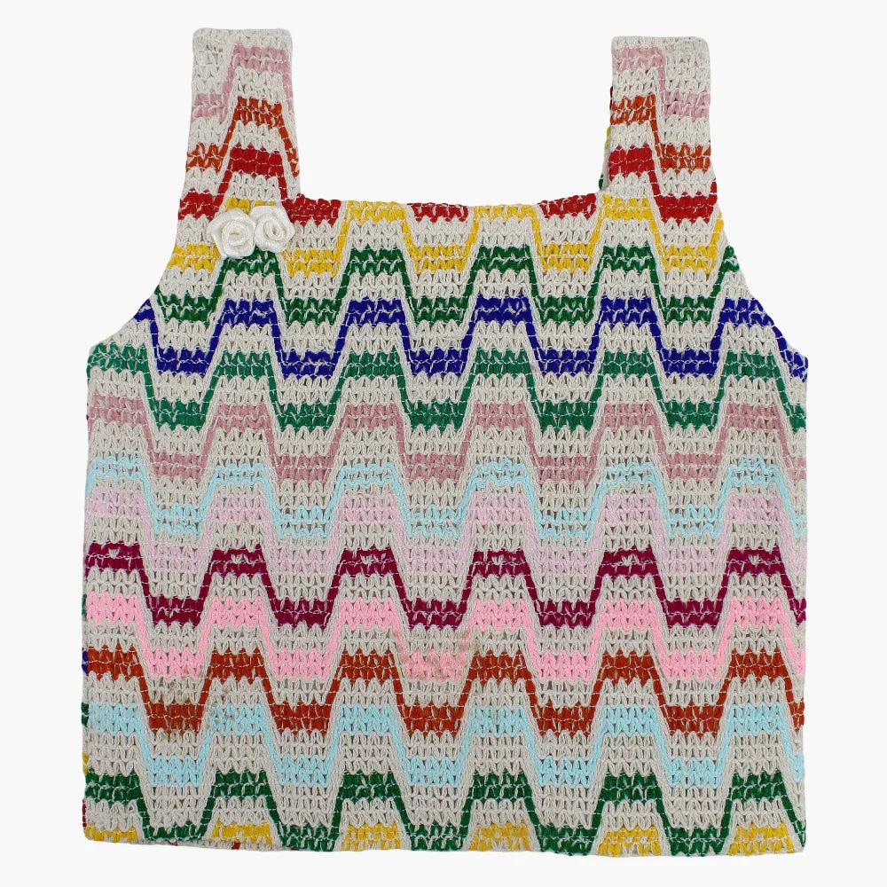 Girls Sleeveless Crochet Knitted Blouse