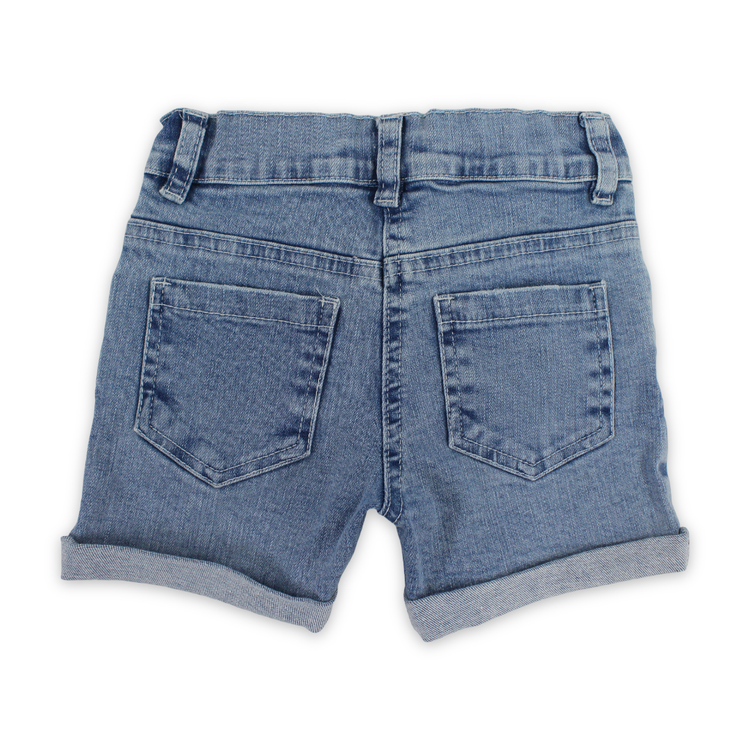 Baby Girls Denim Boyfriend Shorts with Rolled – Light Denim