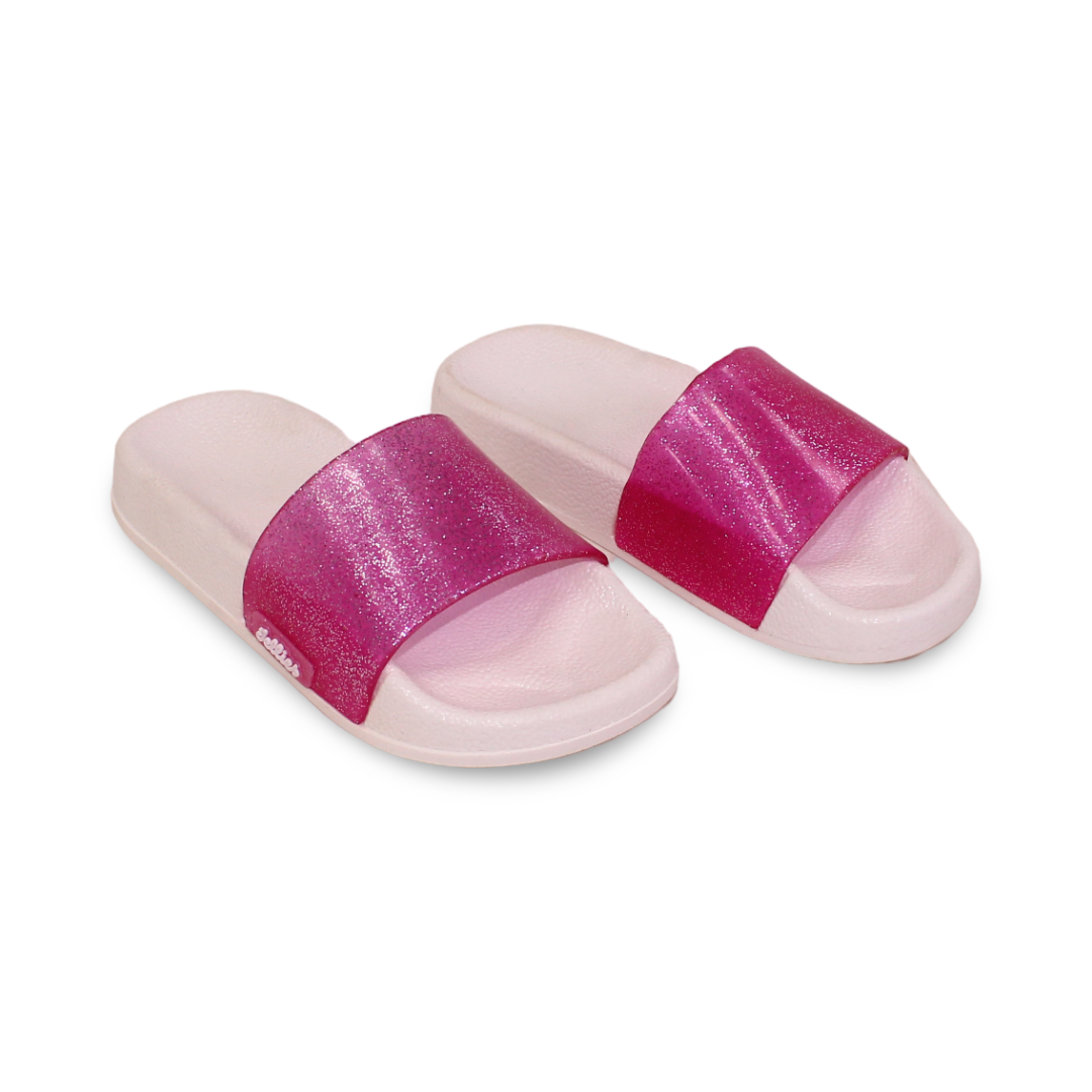 Girls Rubber Slide Slipper – Glittery Fuchsia - Clothing - Jellies
