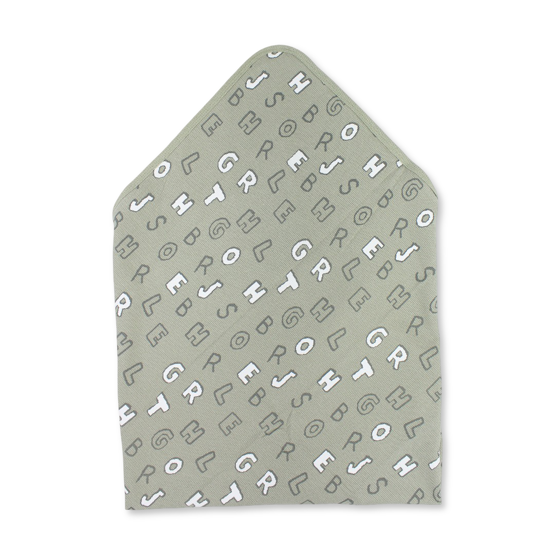 Cotton Baby Blanket – Olive with "Fullmoon" Print