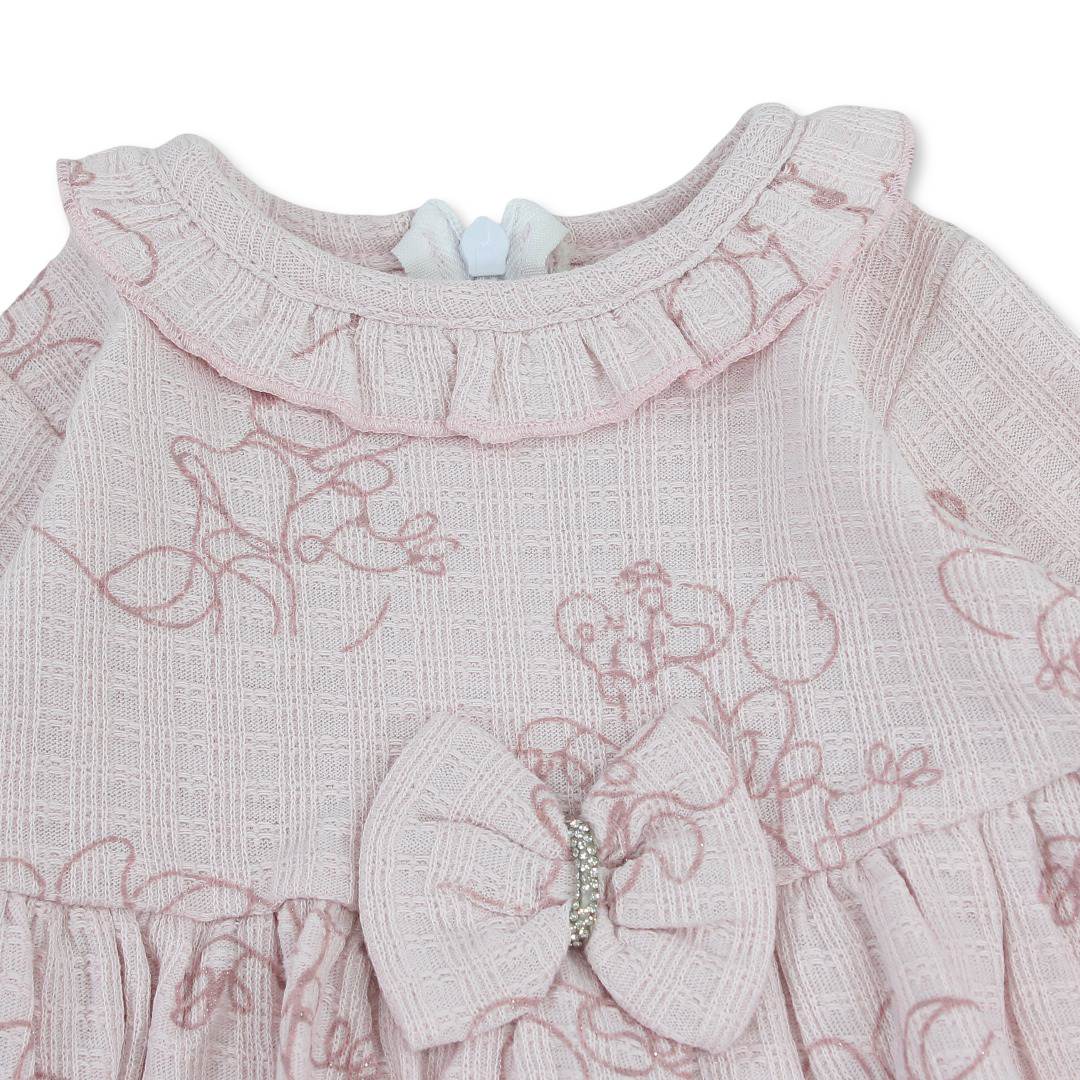 Baby Girls Cotton Dress – with Bow Print