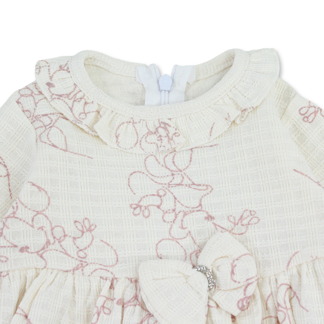 Baby Girls Cotton Dress – with Bow Print